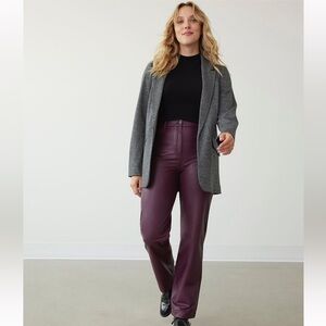 Straight-Leg High-Rise Faux Leather Pants NWT